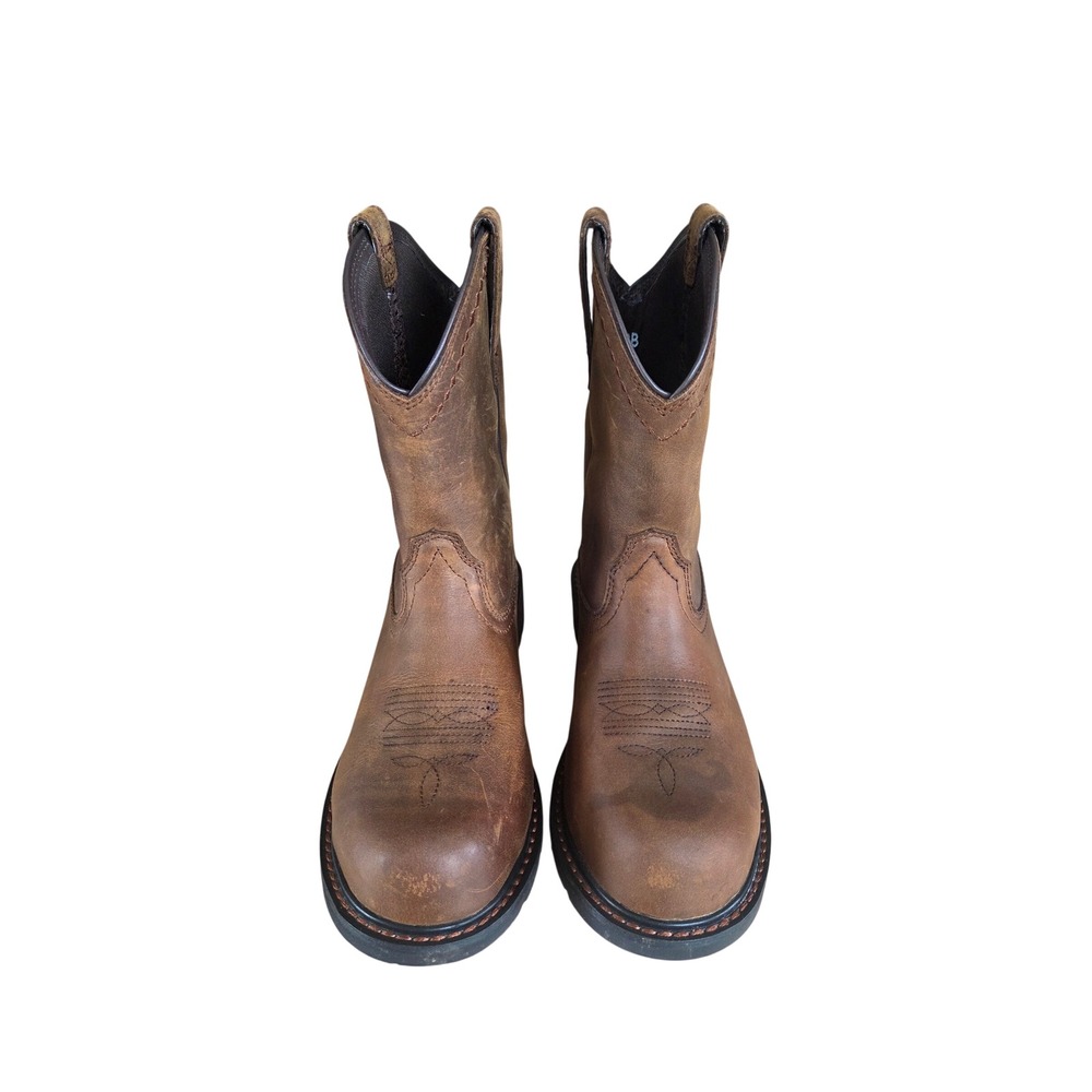 Ariat Groundbreaker Mens Brown Leather Steel Toe Western Work Boots 10040431 10B